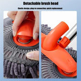NNEOBA Rotating Car Wash Mop Brush–3-Section Telescopic Double Head Orange