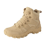 Tan tactical boot on a white background