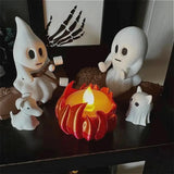 1 Set Halloween Ghost Campfire Decor with Dog & Cat Figures