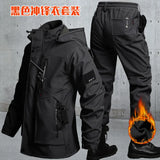 Men's 3-in-1 Tactical Softshell Suit – Waterproof Windproof Fleece-Lined Outdoor Hiking Set