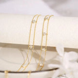 14K Gold Filled Four-Leaf Clover Double Chain Bracelet – 2mm Certified Moissanite Bracelet for Women