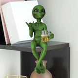 Alien Statue Drinking Beer Resin Novelty Sculpture