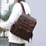 NNEOBA PU Leather Laptop Backpack Dark Brown