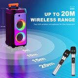 NNEOBA Wireless Speaker with Dual Woofers and Two Microphones
