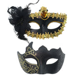 2Pcs Men Women Half Face Masks Couple Masks Sexy Painted Masquerade Mask Wedding Carnival Performance Costume Prom Party Supply