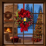 30CM LED Christmas Wreath with Red Berries