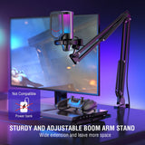 NNEOBA USB Gaming Microphone Kit RGB Cardioid Mic with Arm Stand