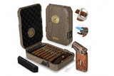 Portable Travel Cigar Humidor with Lighter and V-Cut Cutter