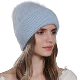 Women's Twist Style Angora Rabbit Fur Beanie