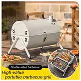 NNEOBA Portable Tabletop Charcoal Grill And Smoker White Outdoor BBQ White