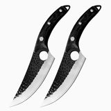 NNEOBA 2pcs Hand-Forged Boning Butcher Knife Set Black