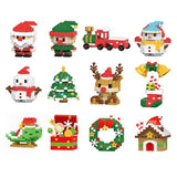 Christmas Micro Building Blocks Set Santa Claus and Reindeer Puzzle Assembly Toy