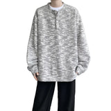 NNEOBA Korean Style Striped Henley Knit Sweater