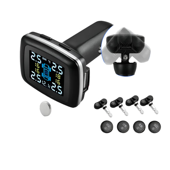 NNEOBA Smart USB Wireless Tire Pressure Monitoring System with Solar Charging Black