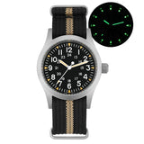 38mm Vintage Military Quartz Watch with Sapphire Crystal & 100M Water Resistance