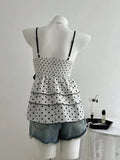 Women's Retro Lace Patchwork Polka Dot Camisole