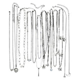 NNEOBA NNEOBA 13-Piece Womens Silver Necklace Set with Charms