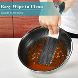NNEOBA 28cm Stainless Steel Honeycomb Nonstick Frying Pan with Lid Silver