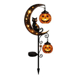 Black Cat & Pumpkin Moon Garden Stake Light – 85cm Waterproof