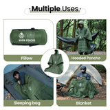 NNEOBA Tactical Poncho Blanket Wearable Sleeping Bag Hooded Ultralight