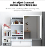 NNEOBA Elegance in Simplicity: White Dressing Table Set with Sliding Mirror & Ample Storage