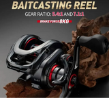 NNEOBA 9BB Baitcasting Fishing Reel with Spare Spool Black