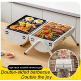 NNEOBA Portable Tabletop Charcoal Grill And Smoker White Outdoor BBQ White
