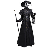 Halloween Medieval Hooded Robe with Plague Doctor Costume Mask & Hat