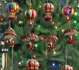 A Set of 10Pcs Santa Claus Parachute Series Handmade Wooden Hanging Ornaments - Perfect Holiday Gift Decoration for Home and Garden
