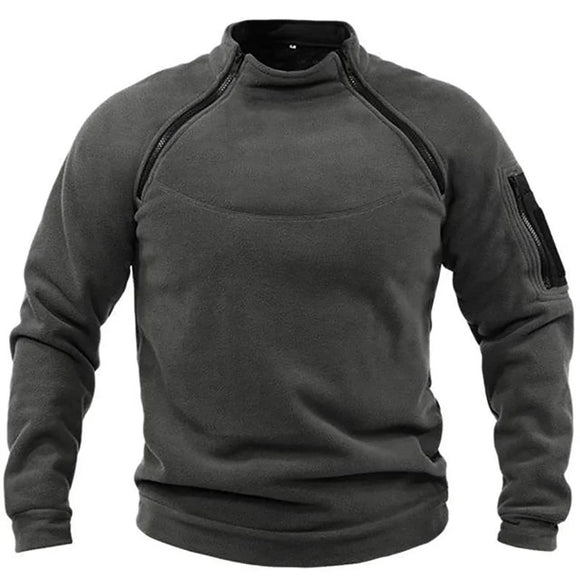 NNEOBA Men's Tactical Fleece Pullover Jacket Outdoor Hiking (Dark Grey)
