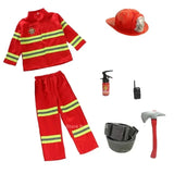 120CM Kids Firefighter Halloween Cosplay Uniform Toys Children Sam Firemen Role Work Clothing Suit Boy Girl Performance Party Costumes