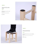 NNEOBA Hand-Woven Wooden Shoe Changing Stool - Beige Pine Stool with Non-Slip Surface