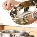 NNEOBA 3.2L Stainless Steel Oil Pan with Thermometer Fryer with Lid Silver