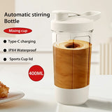 NNEOBA 13.53 Oz Portable Electric Self-Stirring Cup USB Bottle White