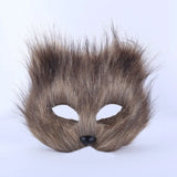 Halloween Fox Shape Half Face Eye Mask Sexy Imitation Cat Hair Animal Mask Christmas Carnival Party Cosplay Costume Props Masque