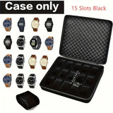15-Slot Hard Shell Watch Storage Case – Shockproof Watch Organizer with Foam Padding
