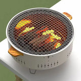 NNEOBA Round Charcoal BBQ Grill Stove White