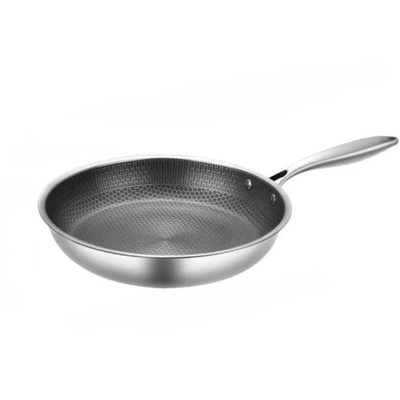 NNEOBA Premium 30cm Stainless Steel Honeycomb Nonstick Skillet Pan Silver