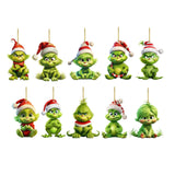 10pcs Whimsical Green Christmas Tree Ornaments