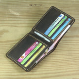 Handmade Genuine Leather Bifold Wallet with Zip Pocket