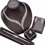 4-Piece Cubic Zirconia Bridal Jewelry Set – Necklace, Earrings, Bracelet & Ring