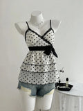 Women's Retro Lace Patchwork Polka Dot Camisole