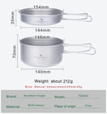NNEOBA Titanium Camping Cookware Set Pan with Folding Handles Silver