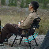 NNEOBA Outdoor Folding Chair Kermit-Style with Oak Armrests Black