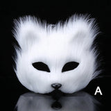 Halloween Fox Shape Half Face Eye Mask Sexy Imitation Cat Hair Animal Mask Christmas Carnival Party Cosplay Costume Props Masque