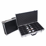 35-Slot Aluminum Watch Storage Case – Portable Watch & Jewelry Organizer Display Box