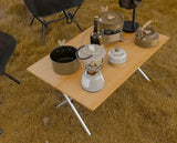 NNEOBA Portable Outdoor Bamboo Folding Table 2-Fold Camping Desk Brown