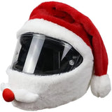 Santa Claus Plush Motorcycle Helmet Cover Red Christmas Decor