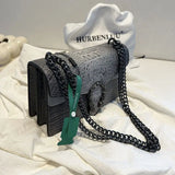 NNEOBA Crocodile Pattern Chain Shoulder Bag
