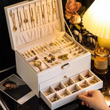 Double-Layer Jewelry Storage Box – Luxury Organizer for Earrings, Rings, Necklaces & Watches